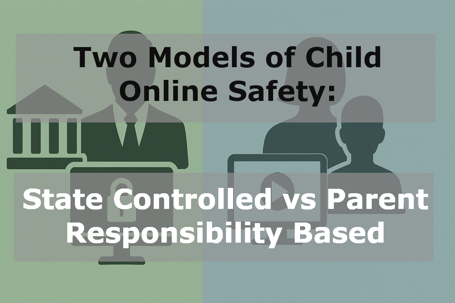 Comparison of state controlled vs parent responsibility models for child online safety policy