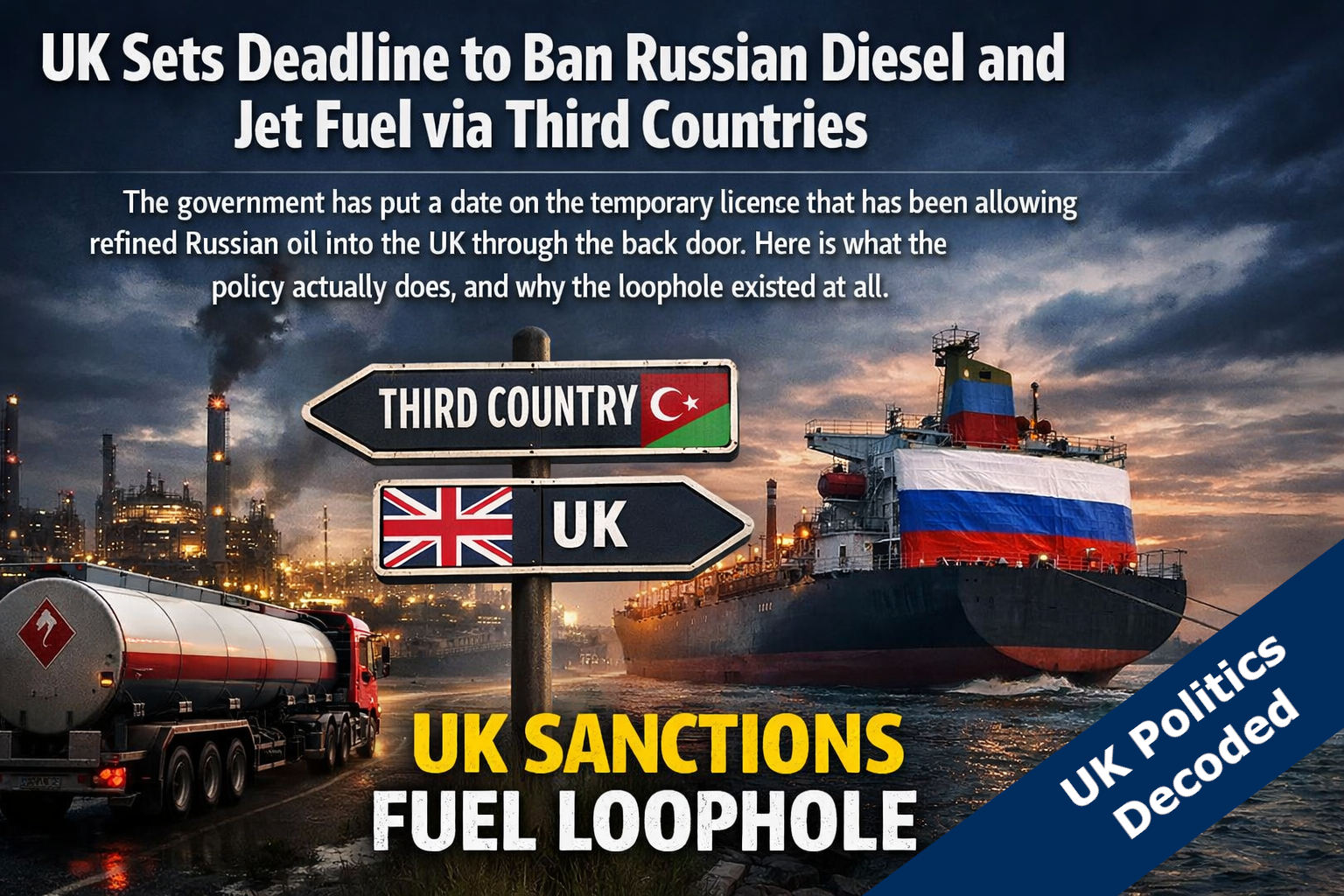 UK sanctions on Russian diesel and jet fuel via third countries, January 2027 deadline