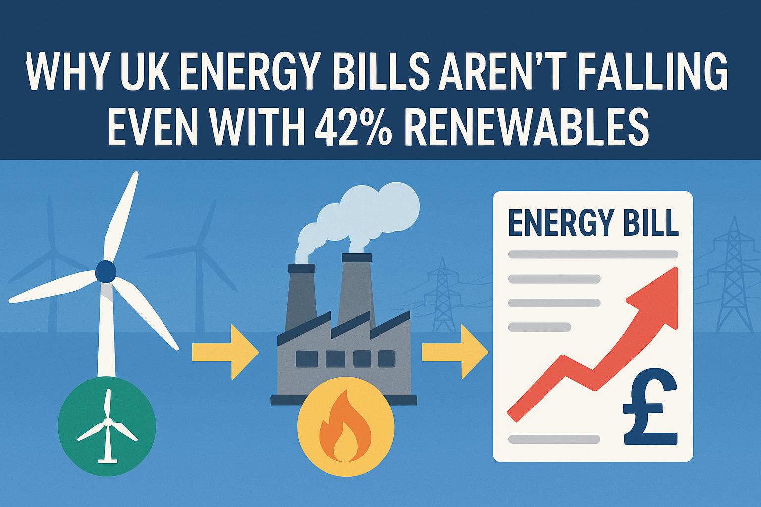 UK energy bills and renewable electricity generation - analysis of pricing system that keeps bills high despite clean energy growth
