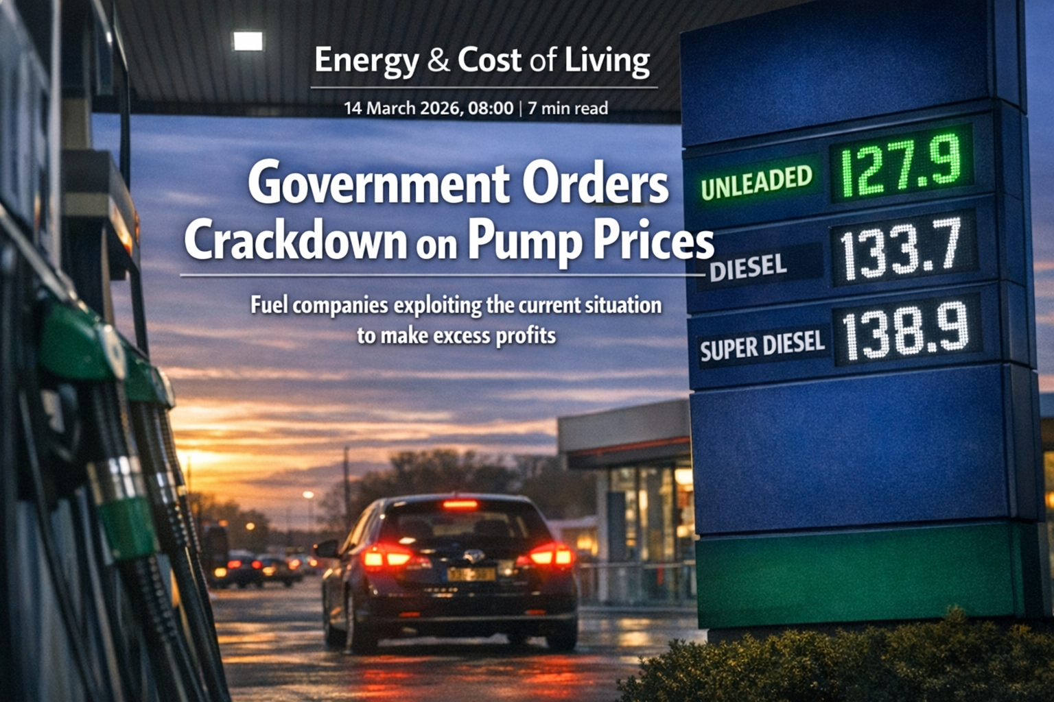 Petrol station forecourt pump prices - government crackdown