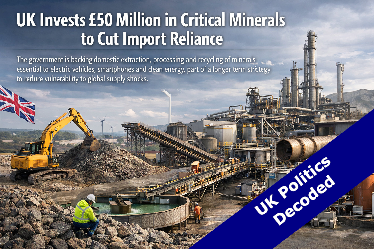 Industrial processing facility representing the UK critical minerals sector