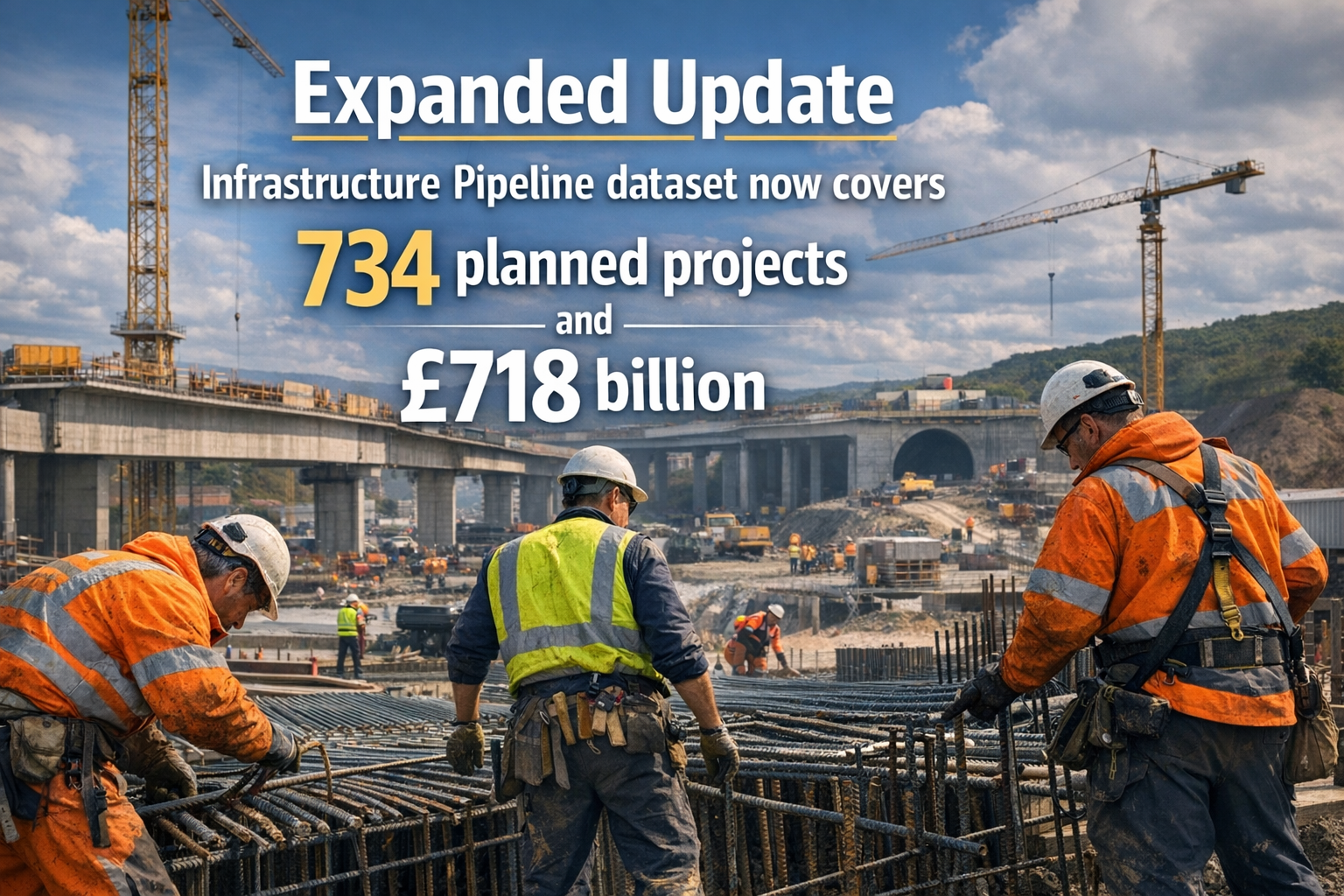 Construction workers on a UK infrastructure project, representing the NISTA Infrastructure Pipeline workforce demand update March 2026